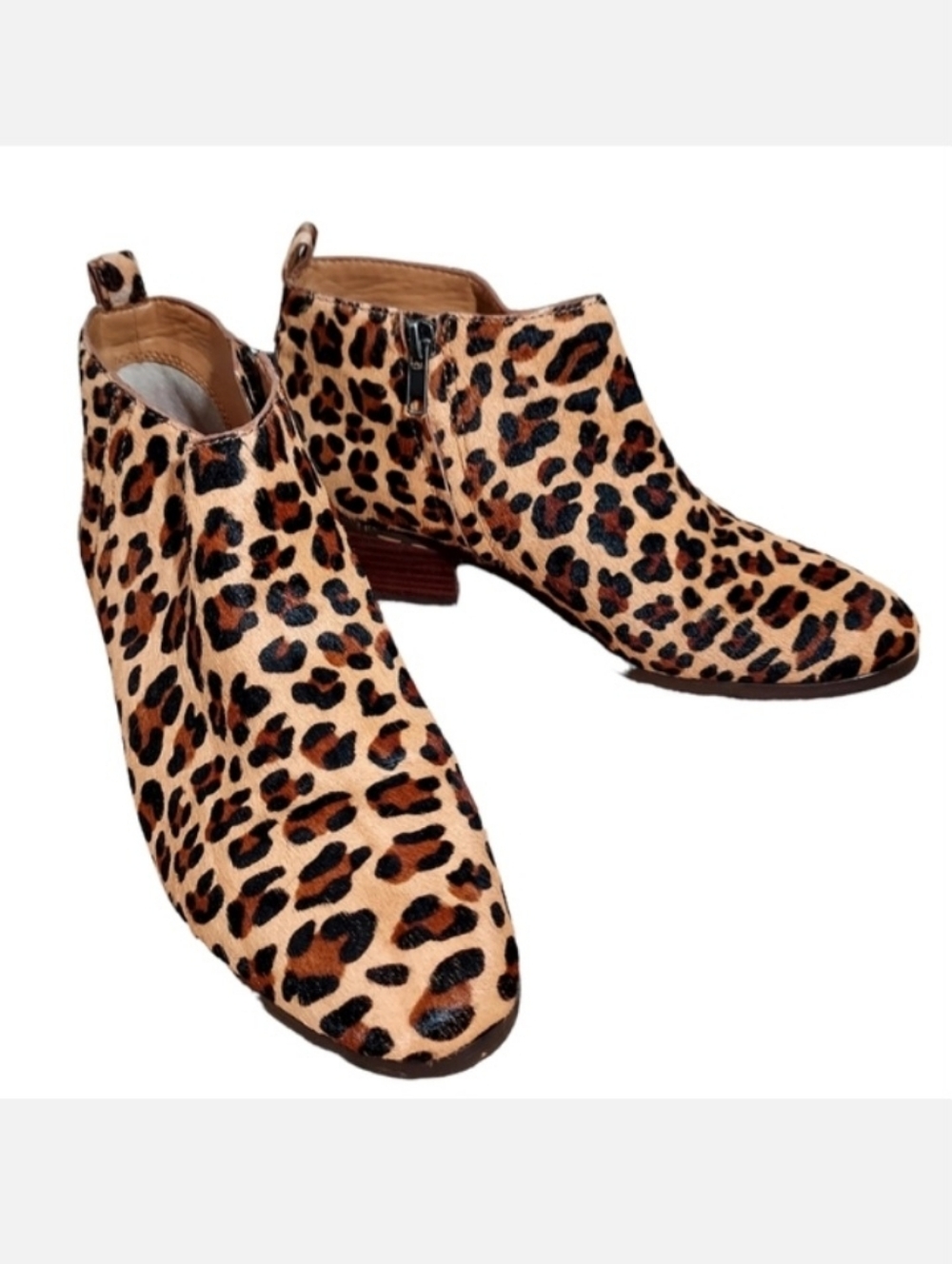 J. Crew Sawyer calf hair leopard print ankle boots 8.5
